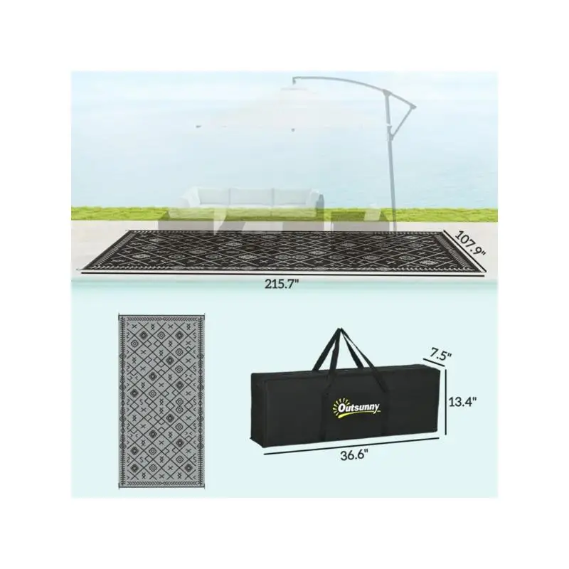 سجادة خارجية قابلة للعكس - تصميم متين ومقاوم للطقس للاستخدام الداخلي/الخارجي، مثالي للباحات والطوابق والحدائق #3