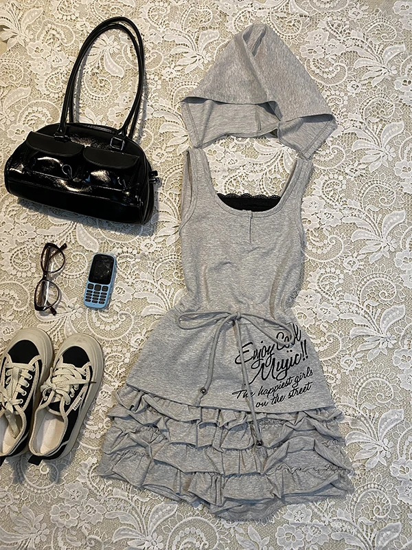 

Faionable ey Mo комплект из двух предметов жилета для девочек, оригинальный BaoYao 2025, новый комплект Sle, комбинированные брюки с капюшоном, дизайн