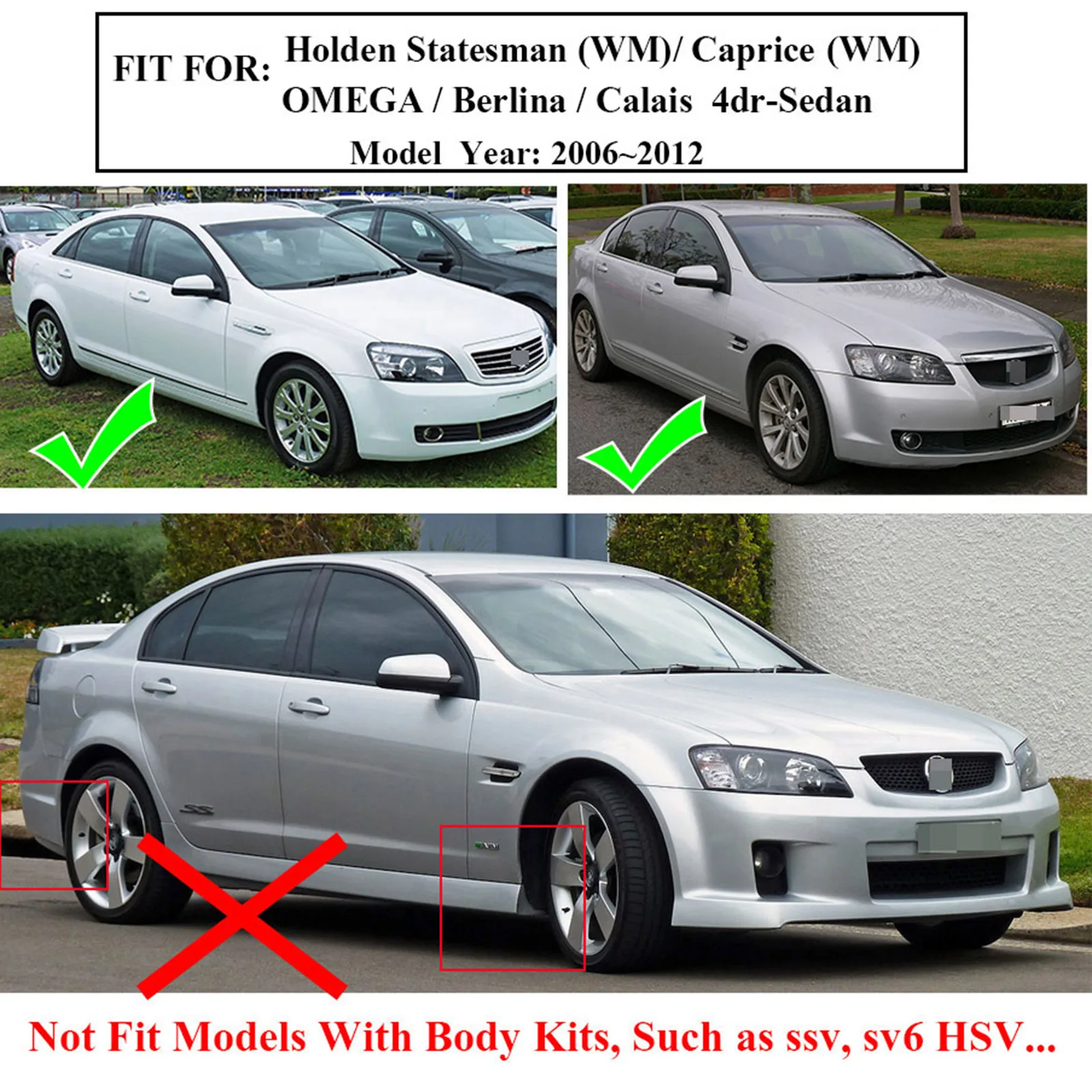 4x For Holden Caprice statesman WM Commodore VE Berlina Calais Ute Chevrolet Lumina Omega Daewoo Veritas Mud Flaps Splash Guards