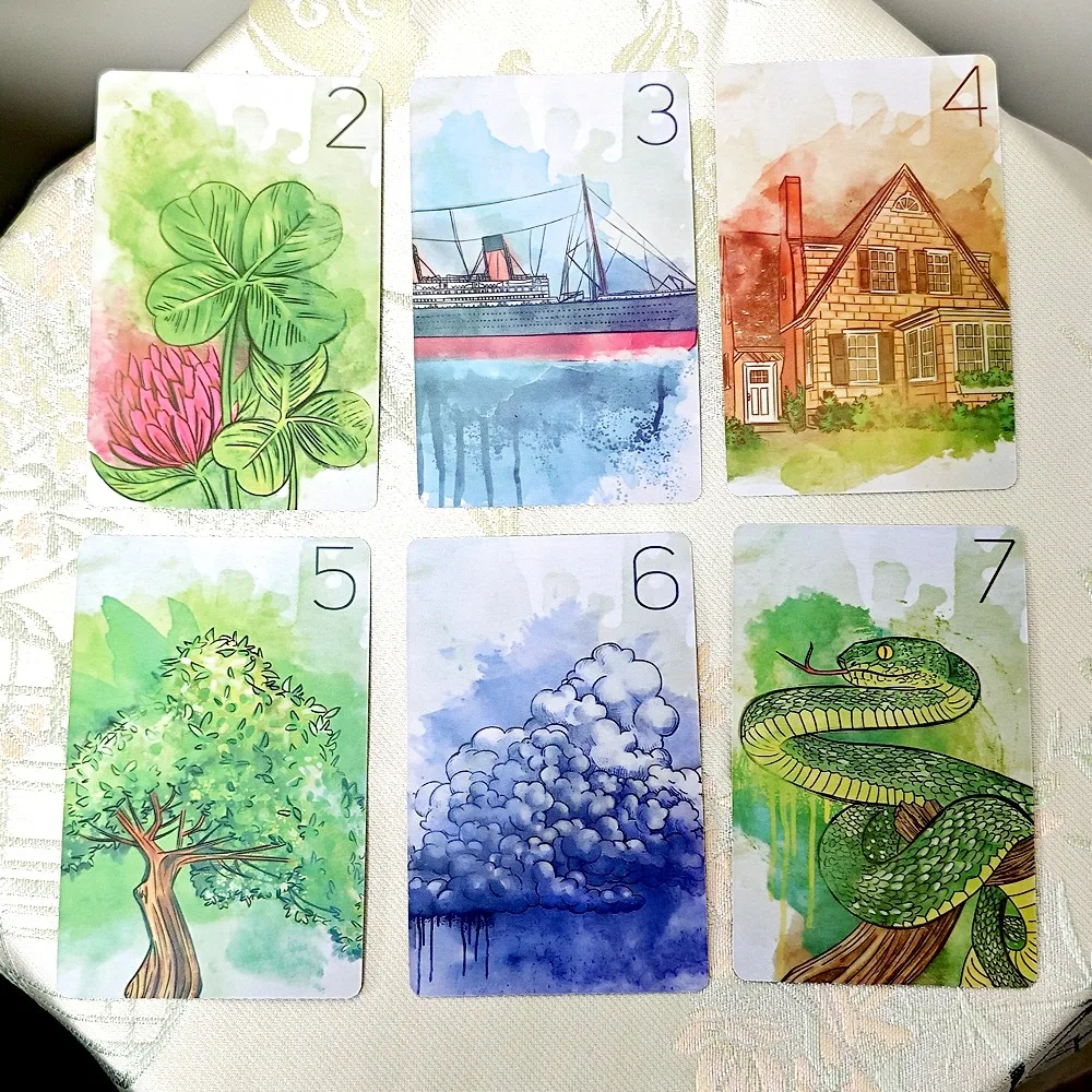 36 Pcs Cards Innocent Secrets Lenormand 9*6cm Soft and Gentle Coloring Created with Delicate and Flowing Nature of Watercolors
