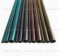 2 pz 500mm tubo in fibra di carbonio 3K superficie lucida blu rosso giallo greendiametro 6mm 8mm 10mm 12mm 14mm 16mm 18mm 20mm 22mm 24mm 26