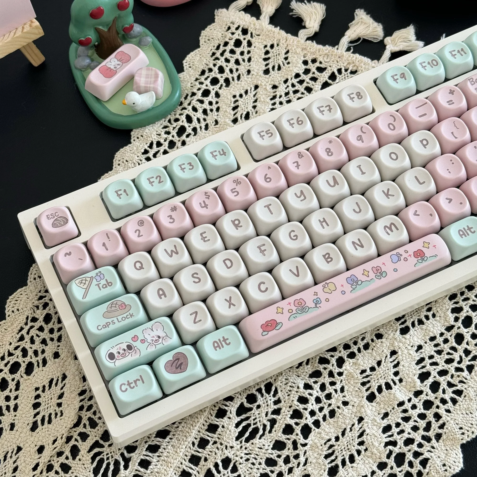 Weekend Happy Theme 138 keys small full set MOS Profile PBT material compatible mechanical keyboard cute suitable for gifts  키캡