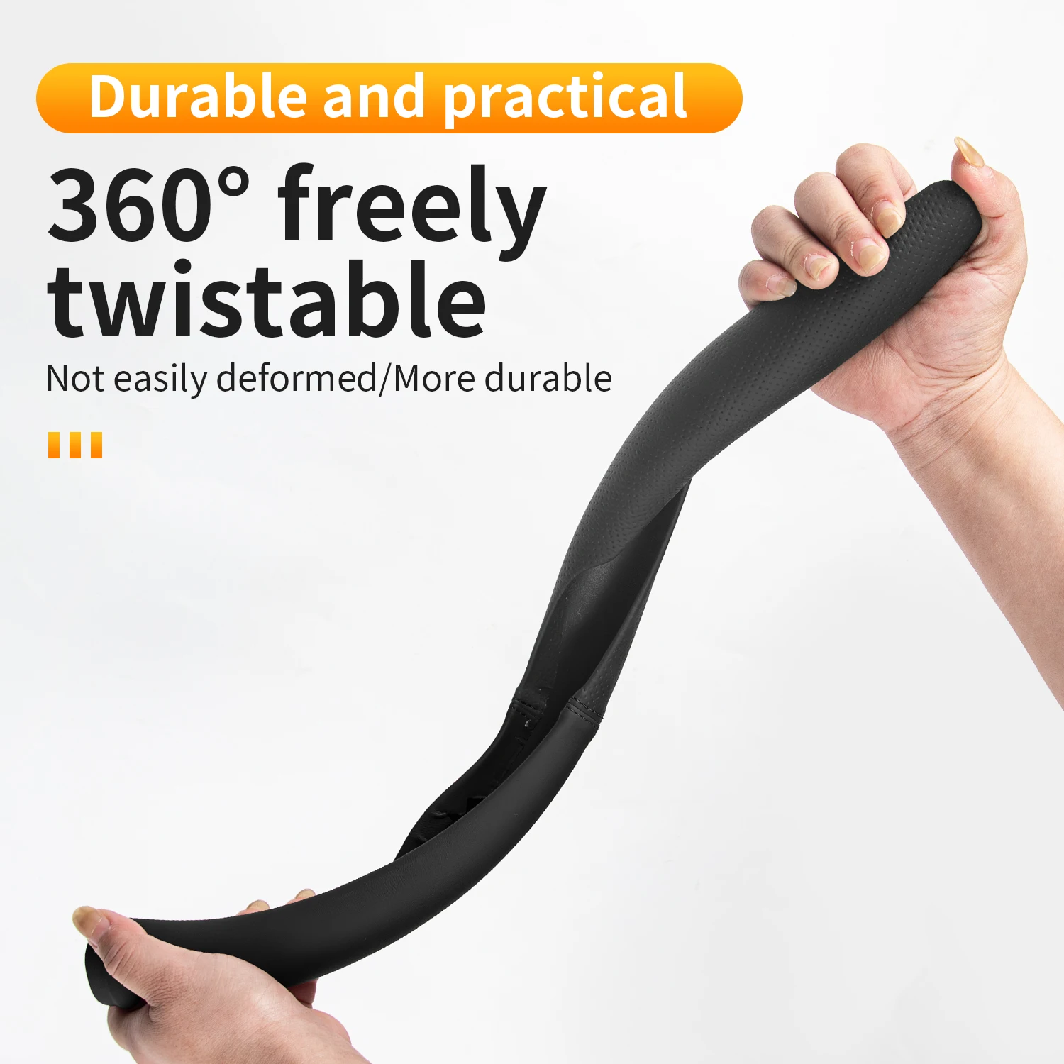 Ultra-Thin 2.7mm NappaLeather Steering Wheel Cover,Laser Drilled Breathable,Comfortable Grip,Split-Type for Round&D-Shape Wheels