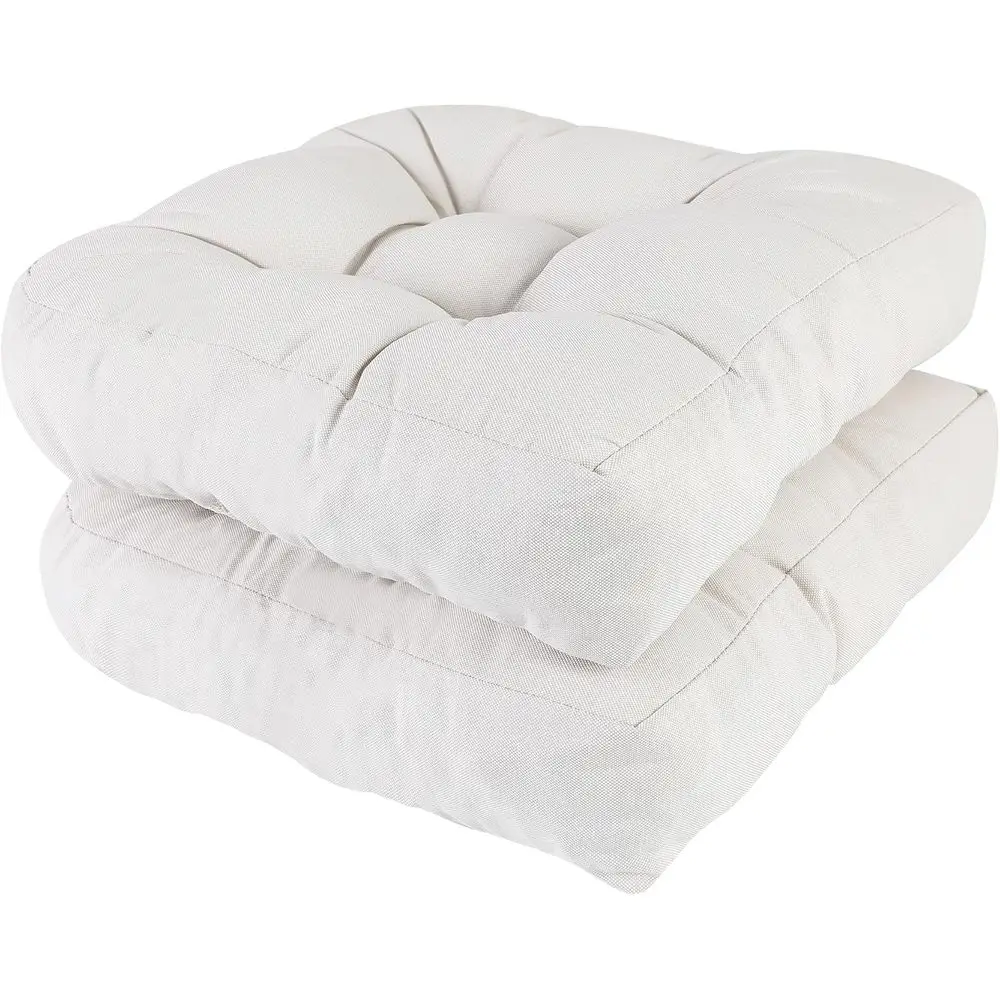 

17" x 17" Patio Chair Cushions Beige - Outdoor/Indoor Tuted Memory oam Chair Pads Set o 2, Water-Resistant Olein Chair Seat Cush