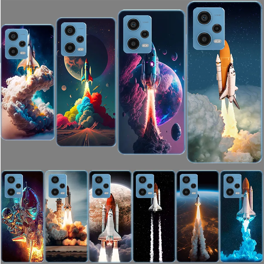 Space Shuttle Navigation Case for Redmi Note 12 Pro 11 Pro Plus 12S 11S 11T 11E 10 5G 10S 9S 9T 9 8T 8 7 Phone TPU Clear Cover