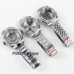 NH35 Case 40mm Silver Watch Case Sapphire Glass for Submariner gmt NH35 NH36 movement 28.5mm dial Jubilee Bracelet Oyster Strap