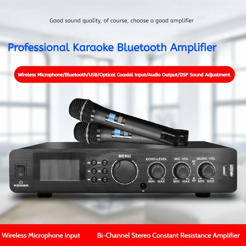 

Professional karaoke fixed resistance bluetooth amplifier public broadcasting conference sound background music system wireless