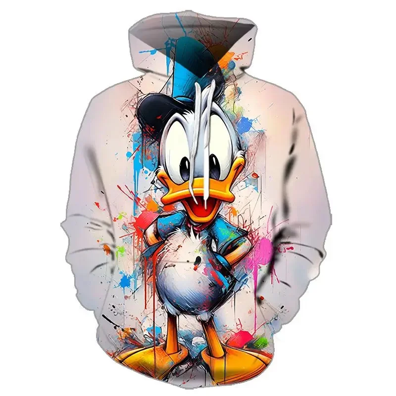 Neutral Cartoon Hoodie Autumn/Winter Tie Dye Color Disney Cute Donald Duck 2024 Fashion Sanlio Brand Print Clothing Women's/Men