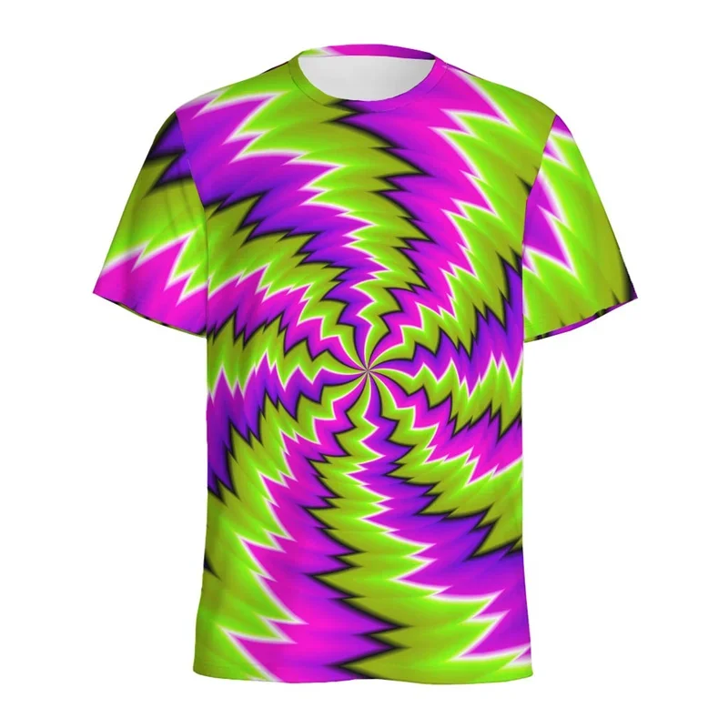 Abstract Spiral Dizzy Pattern T-shirt For Men Summer Casual Short Sleeve Tops 3d Printed Illusion Tees Women Streetwear T Shirts