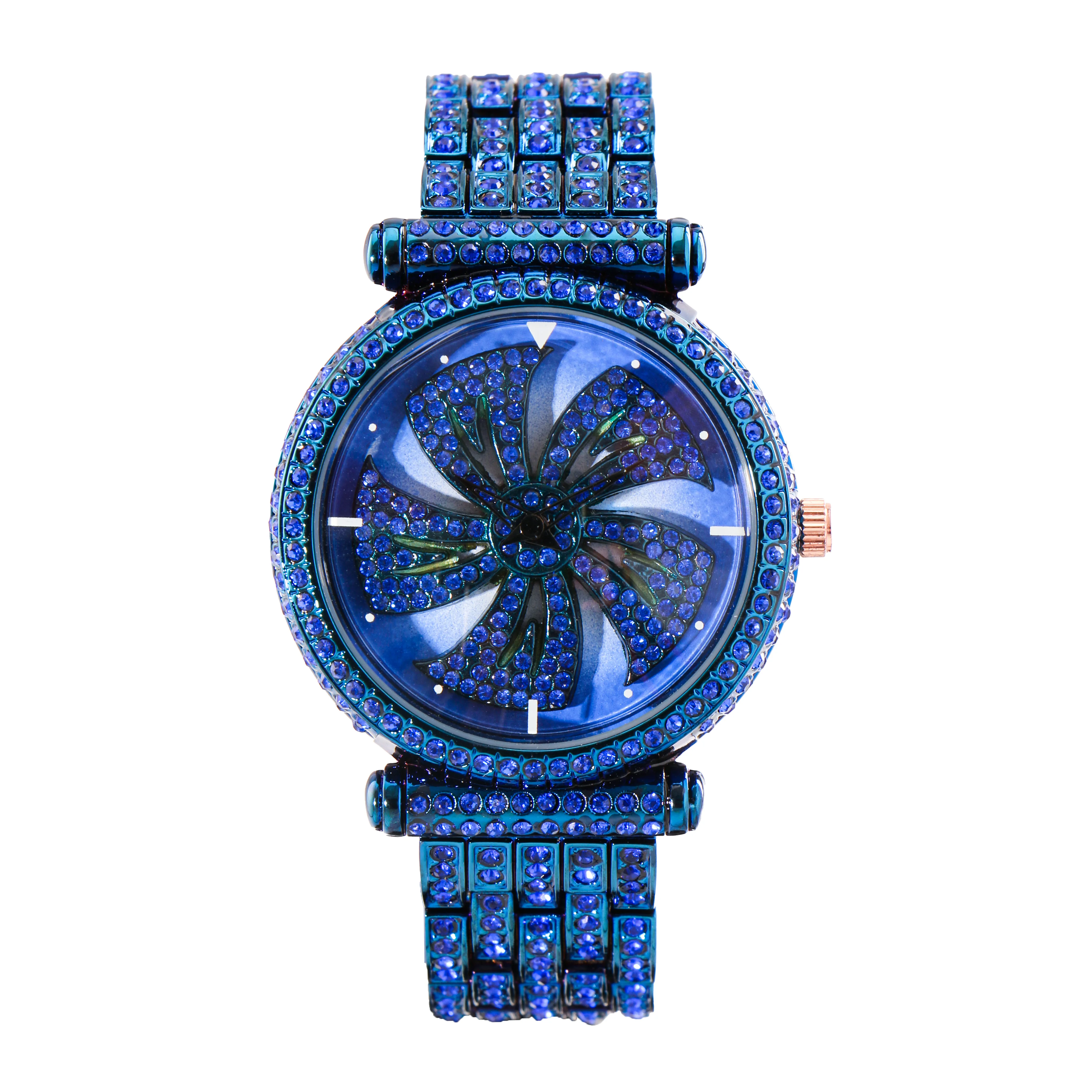 Jam Tangan Kuarsa Dial Berputar Warna Rose Gold untuk Wanita dengan Zirkon, Desain Mewah yang Stylish, Elegan dan Menyenangkan, Sempurna untuk Dipakai Sehari-hari