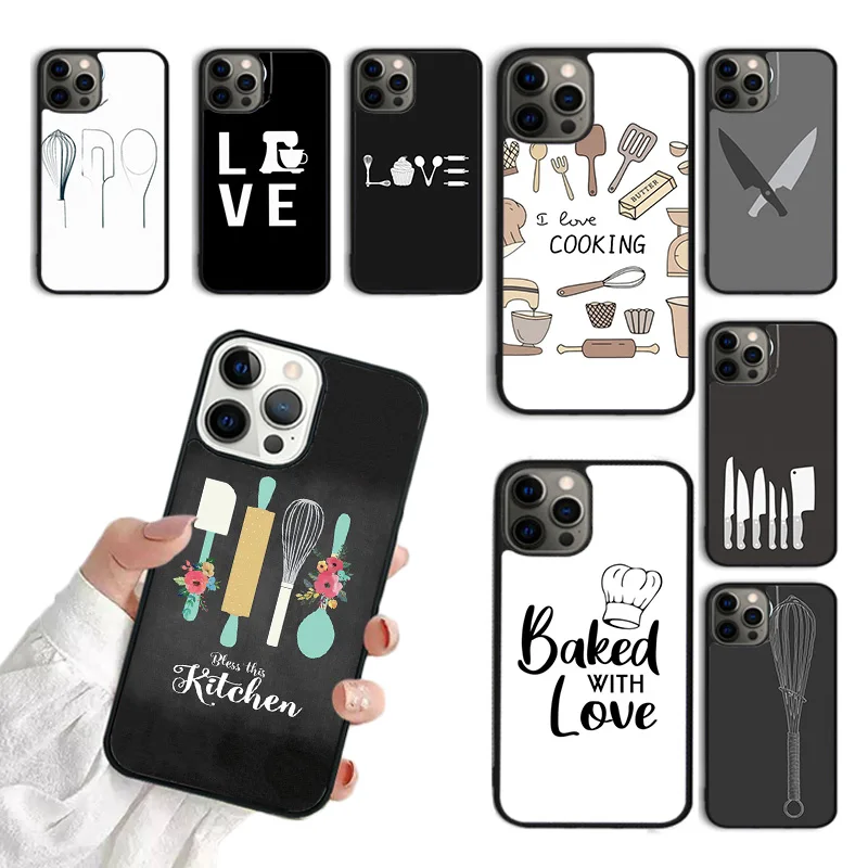 Love Baking Chef Knife Phone Case For iPhone 15 16 SE2020 11 12 13 14 Pro Max Mini Cover For iPhone Max 6 7 8 Plus Fundas