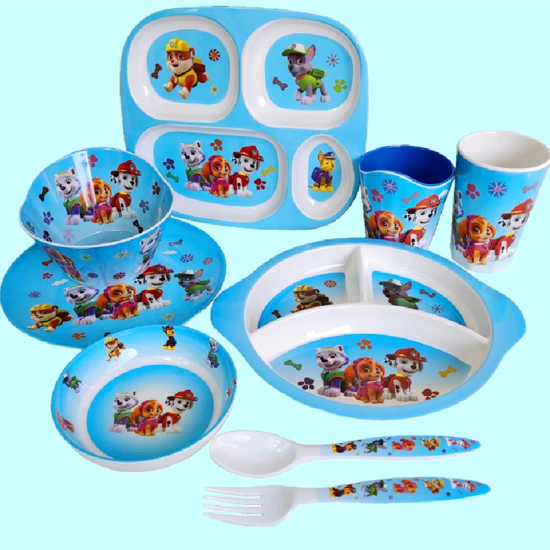 PAW Patrol Children\'s Dinnerware Set Knife Fork Spoon Anime Action Figure Chase Skye Dishwasher Safe Cutlery Box Water Cups Gift