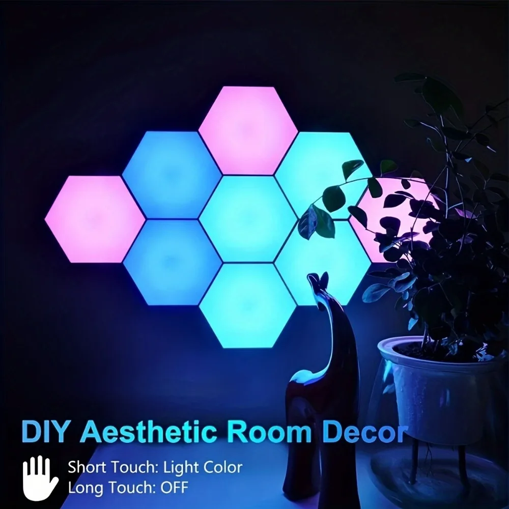 1pc Touch Sensitive Night RGB Lighting, Geometric Module DIY Assembly Night Light,For Living Room, Bedrooms, DIY Lovers