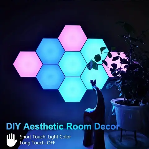 터치 민감한 야간 RGB 조명, 기하학적 모듈, DIY 조립 야간 조명, 거실, 침실, DIY 연인용, 1 개