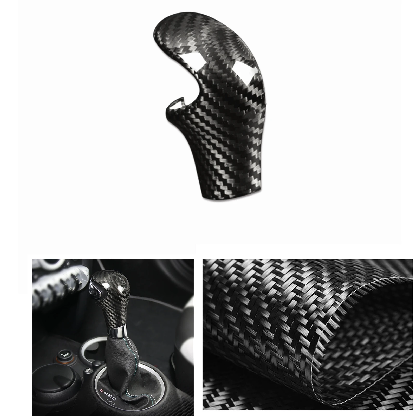 

Carbon Fiber Car Gear Shift Knob Cover Trim Sticker Handlebar Head Case Cap For Mini Cooper R55 R56 LCI R60