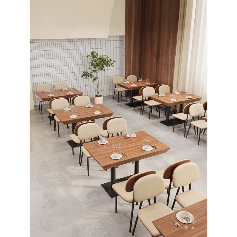 Theme Western restaurant table and chairs with drawers, snack bar catering commercial table and chair combination café