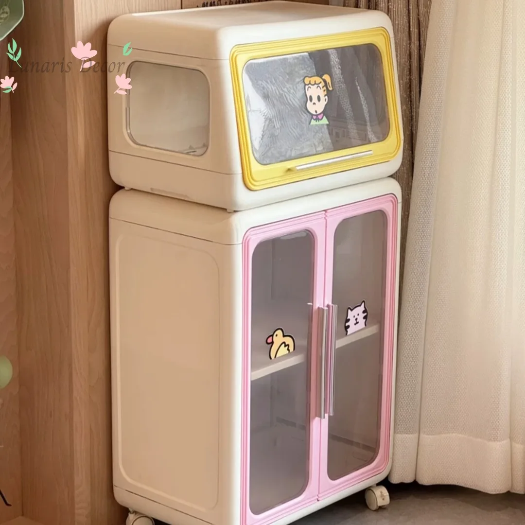 

Storage Cabinet Dopamine Books Toys Clothes Snacks Shelves Living Room Wheeled Cart Lockers