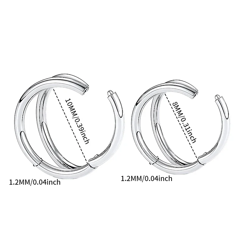 1PC Surgical Steel Nose Rings Septum Hoop Three Layers Nostril Piercing Jewelry 16G Tragus Cartilage Helix Earring For Women Men