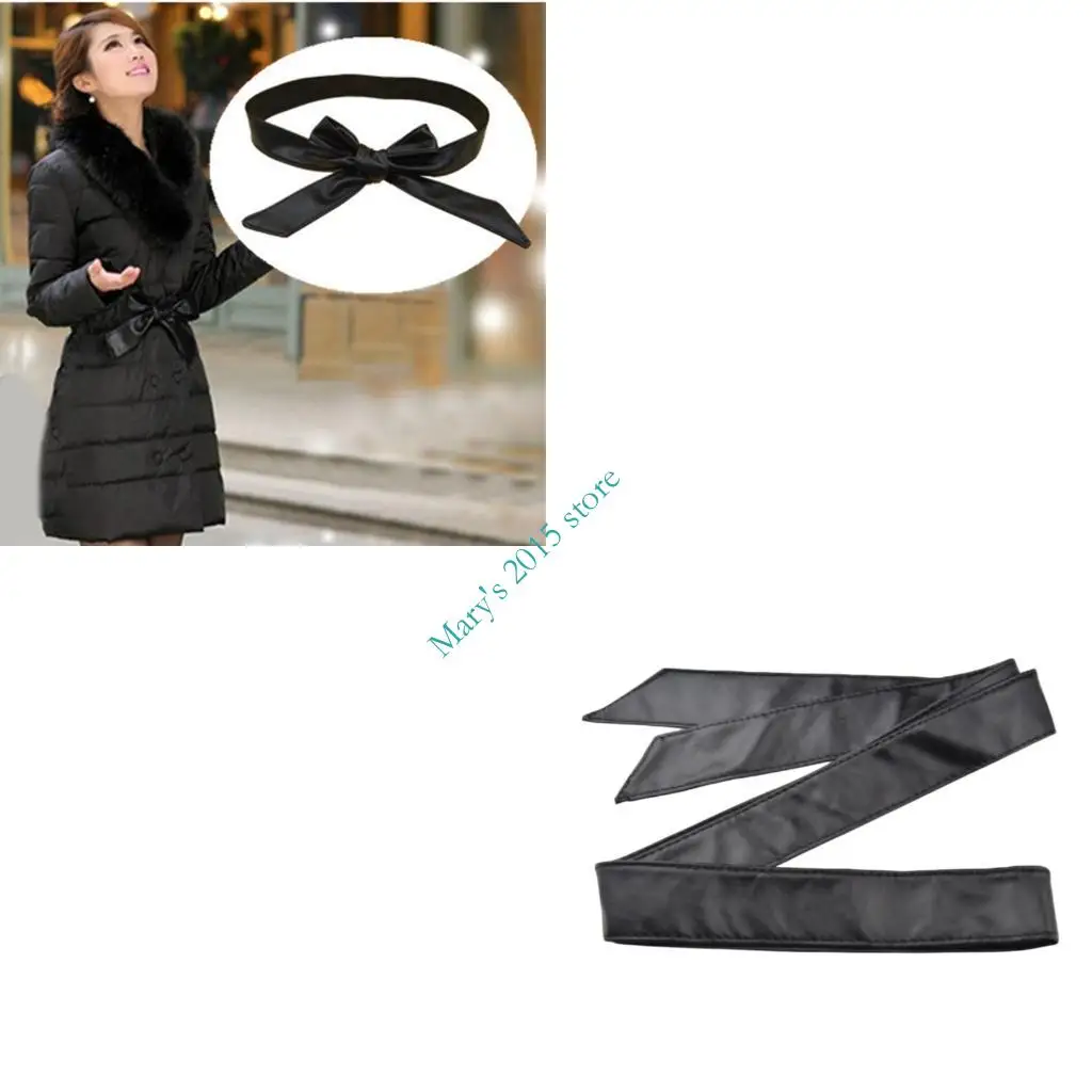 E15F แฟชั่นเอว Cincher Belt Selftied PU หนังรัดตัวแบบปรับได้สำหรับผู้หญิง