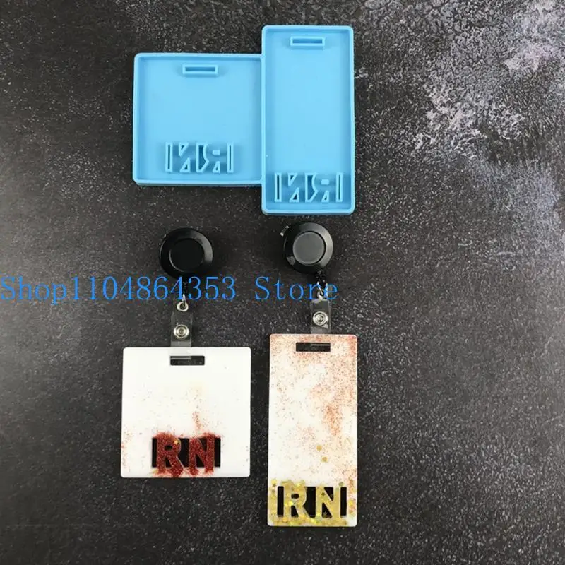 652F Rectangle Label Keychain Silicone Mold with Hole Keychain Mold DIY Fondant Mold