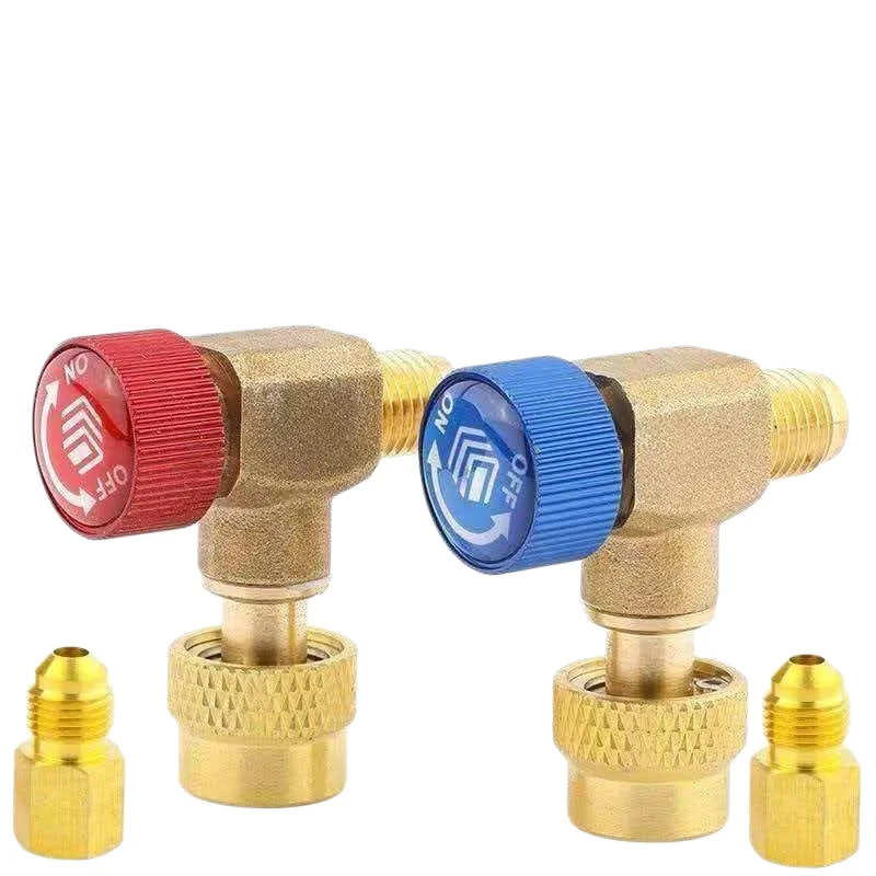 Pure Copper 90-Degree Air Conditioner Charging Safety Valve R32/R410 Refrigerant Charging Adapter for Refrigerant Charging Tools