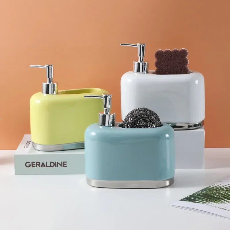 Square Soap Dispenser Ceramic Lotion Bottle Bathroom Hand Sanitizer Bottle Kitchen Supplies Sponge Storage Box Separate Bottles