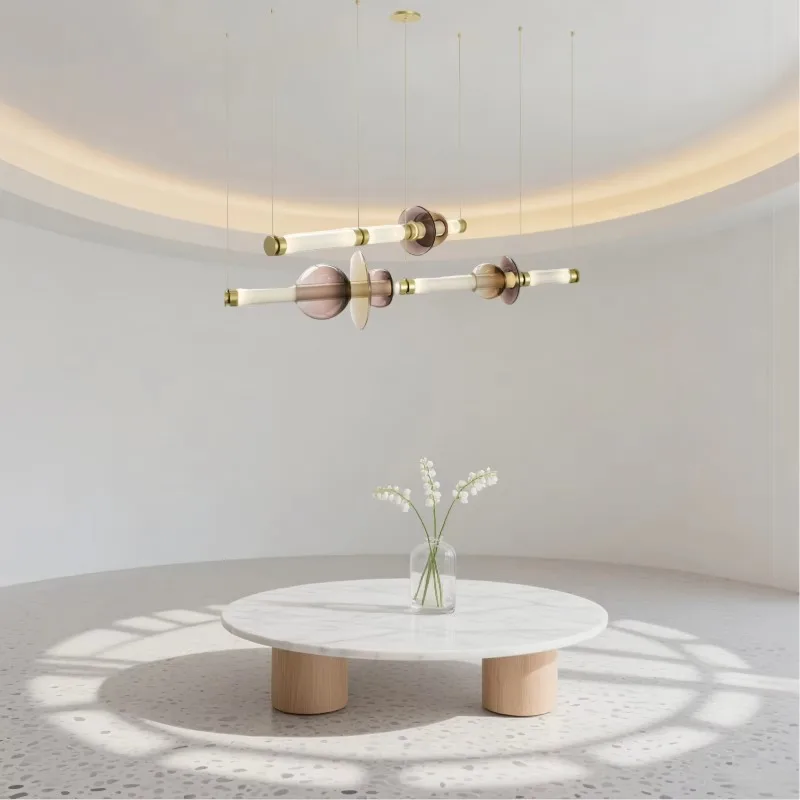Nordic Italian Design Long Tube Glass Pendant Light Chandelier Hanging Lamp Island Living Room Dining Room Cafe Bar Home Decor