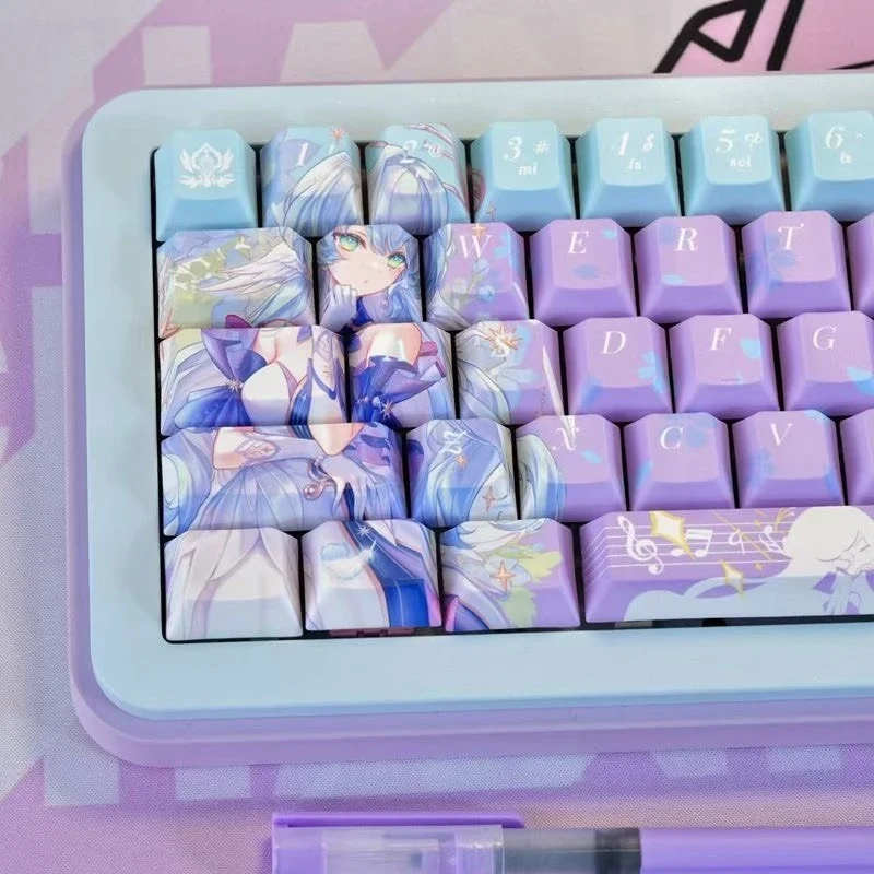 Custom Cosmic Rail Aesthetic Melodic Wing Keycap Set PBT Hot Sublimation Original Height Durable Gift!
