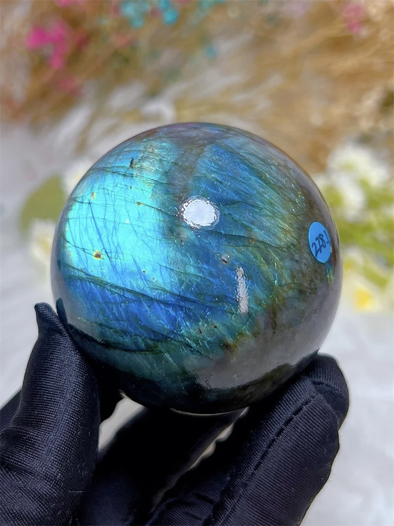 Natura Crystal Blue Labradorite SPhere With Rain Bow Free Form  Carving Reiki Healing Stone Home Decoration Exquisite Gift