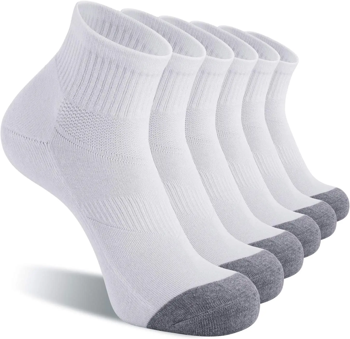 

6 Pack Men's Cushioned Ankle Socks for Athletic Running, Comfortable and Durable