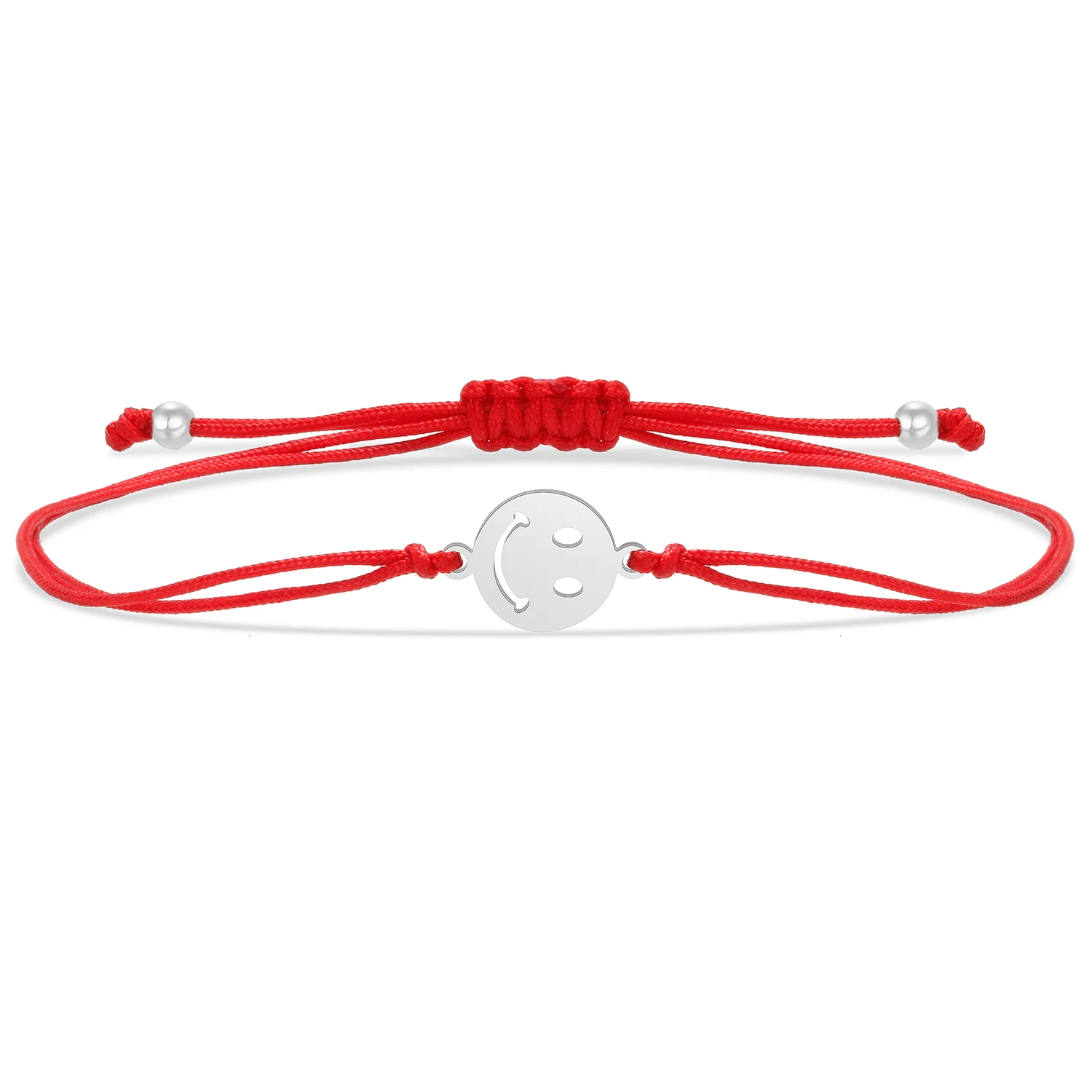 Gold-plated Stainless Steel Lovely Mini Smile Laugh Face Charm Bracelet Women Mike Life Happy Red String Handmade Jewelry Gift