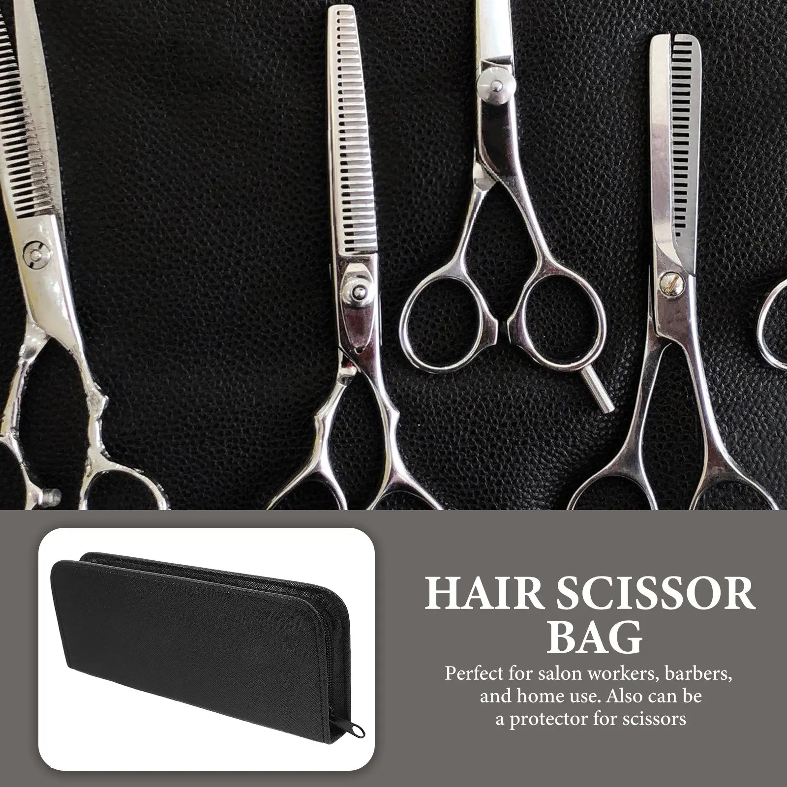 1Pcs Soft Touch PU Hair Scissors Storage Pouch Zipper Scissors Carrier Bag Compact Design for Salon Barber Home Hairdressing