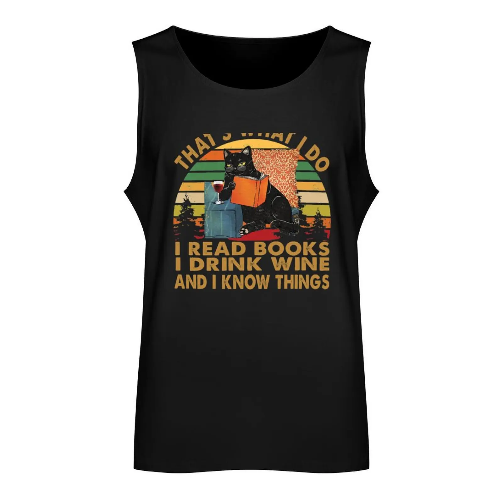 That's What I Do I Read Books I Drink Coffee and Know Things Vintage Cat Tank Top t-shirt for men sports t-shirts for men