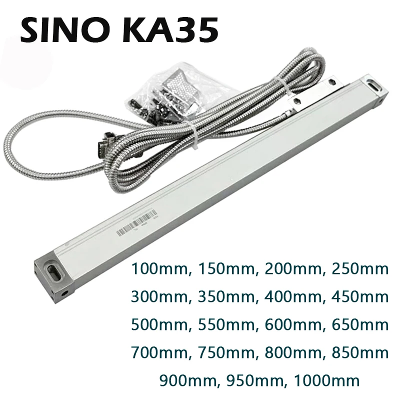 SINO KA35 Linear Scale 0.005mm Grating Ruler Sensor Encoder 5um TTL 100mm to 1000mm Digital Readout display Lathe Milling Tools