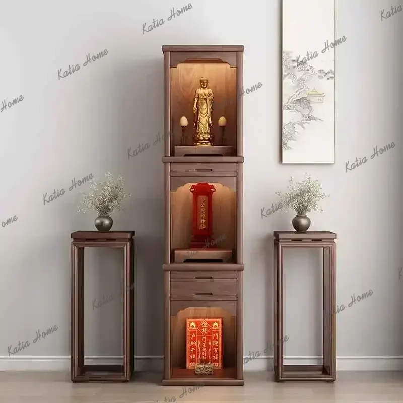 PG Buddhist niche new Chinese vertical cabinet solid wood shrine cabinet household Gongtai ancestor offering platform