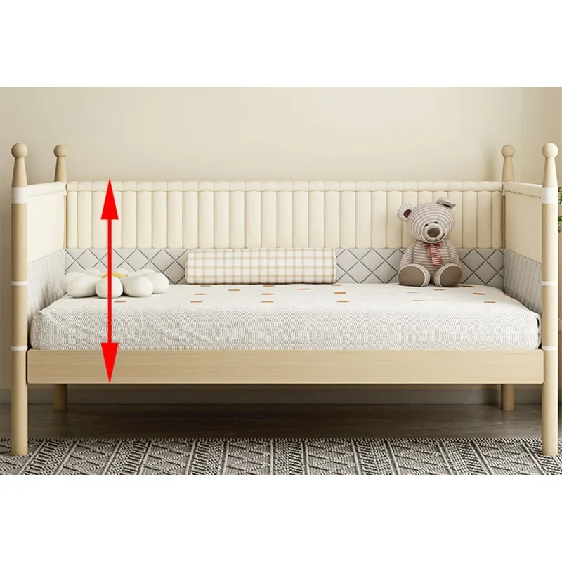 Детская кровать из массива дерева, высокое ограждение, прикроватная тумбочка принцессы для маленьких детей, расширенная сторона, маленькое сращивание, большое можно поднимать