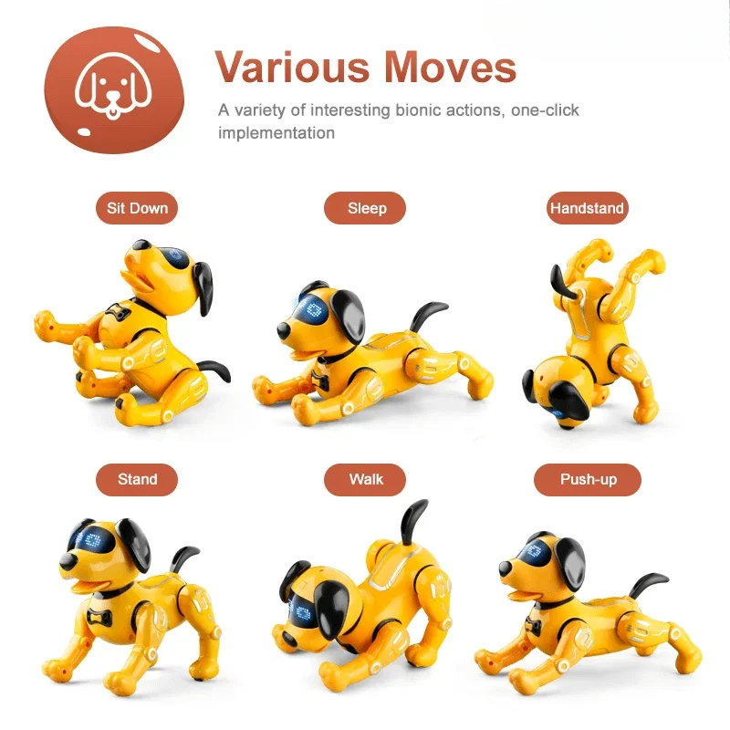 Nueva máquina inteligente de programación de perros, Control remoto, acrobacias interactivas, soporte de manos, música, baile, juguete Robot para perros y mascotas para niños