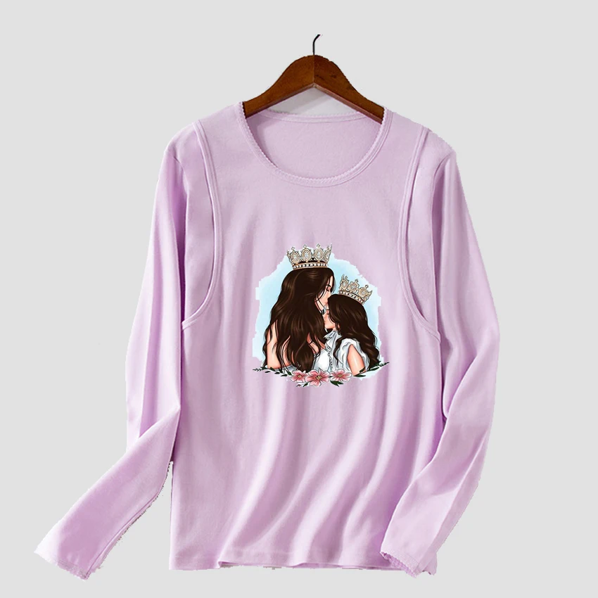 

Maternity T-shirts Nursing Love Daughter Ladies Print Breastfeeding Funny Long Sleeve Pregnant Female Graphic Tee Pregnancy Tops