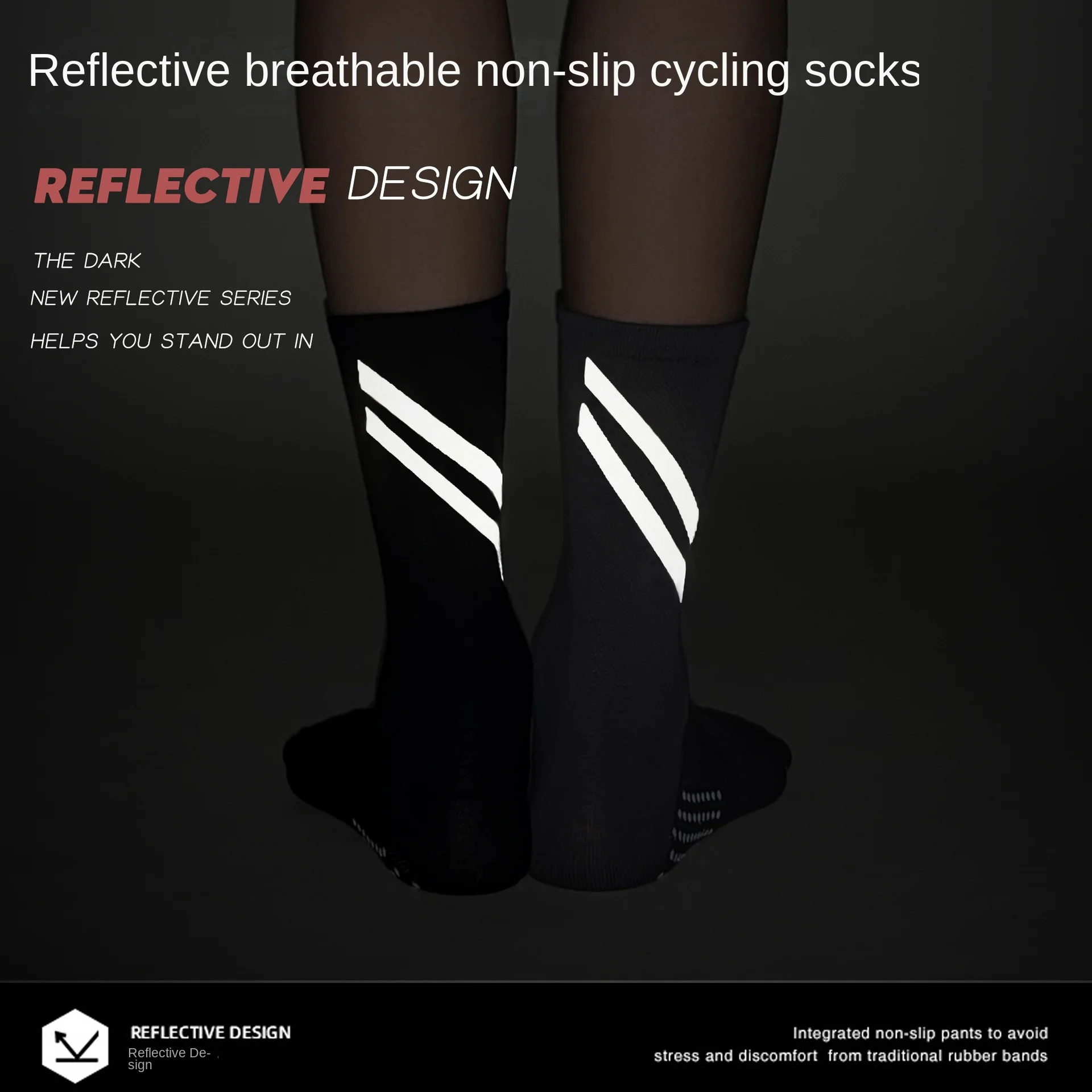 

Sock Leisure Athletic Sports Crew Dress Professional Road Reflective Cycling Men Cotton anti-slip Dispensing Outdoor B8W32