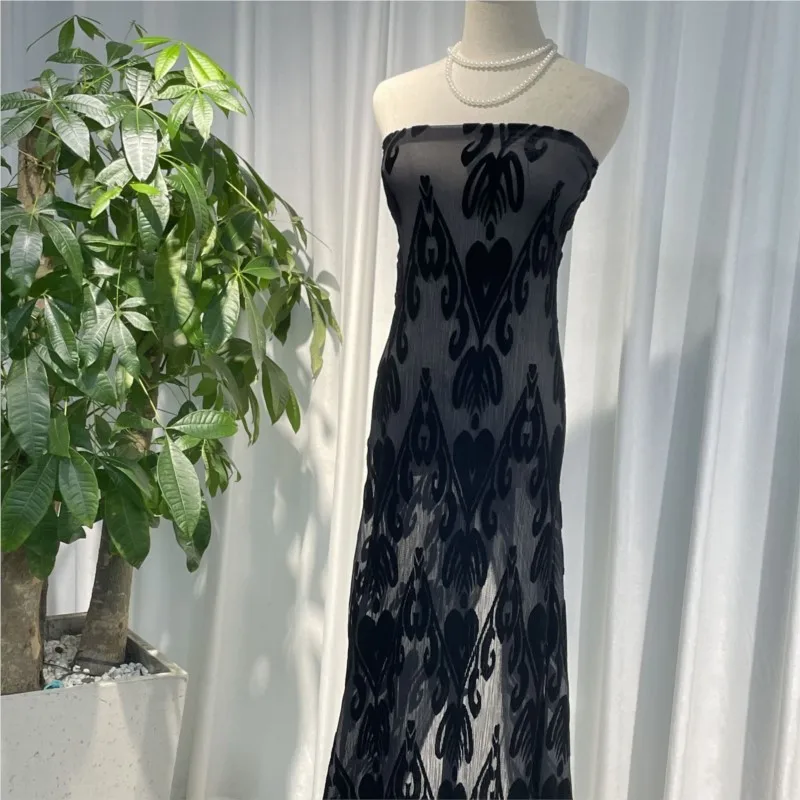 

Woven velvet brocade velvet-viscose fabric flower-patterned sleeping dress and cheongsam