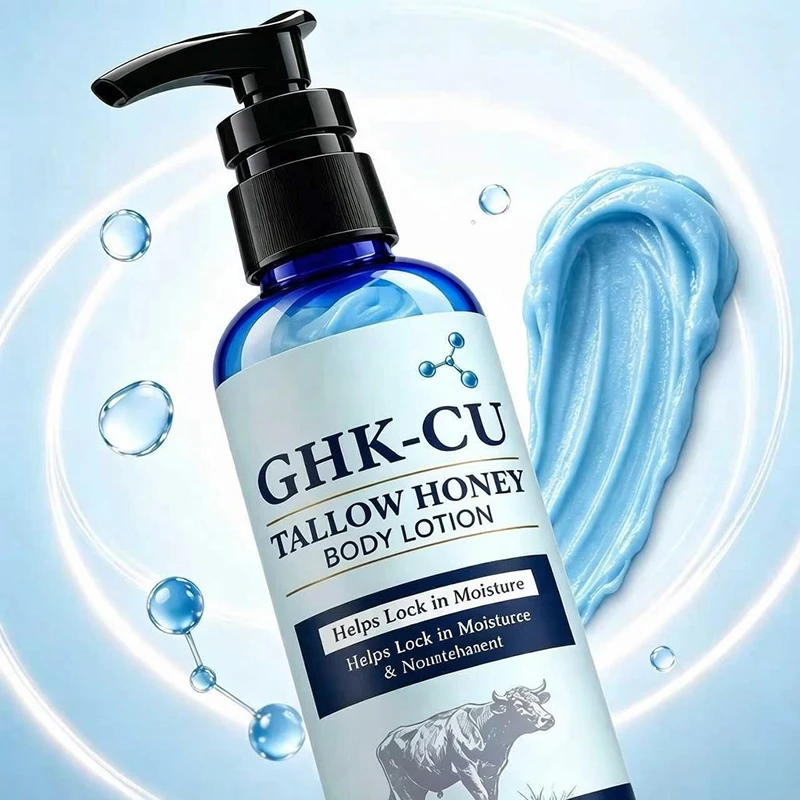 GHK-Cu Copper Peptide Body Moisturizer Tallow Honey Infused Body Lotion, Deep Hydrating Nourishing Cream, Soften Dry Rough Skin