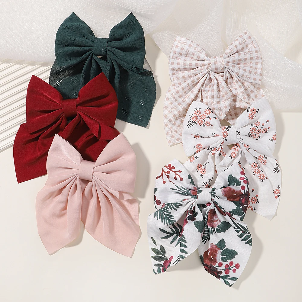 2Pcs/set Women Girls Sweet Bowknot Hair Clips Print Hairpins Barrettes Duckbill Clip Headwear Hair Accessories Gift Wholesale