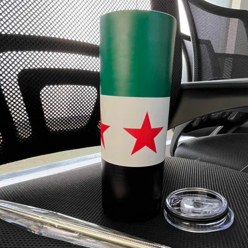 Syrian Style Travel Stainless Steel Cup Thermal Mug Leak-proof Thermos Bottle Coffee Mug Vacuum Flask Insulated Cup With Straw