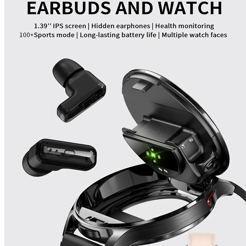 2025 IMOSI T97 TWS Smart Watch Build-in Earbuds 1.39 inch 2 IN 1 Wireless Earphones Blutooth Call 100 + Sports mode Smartwatch