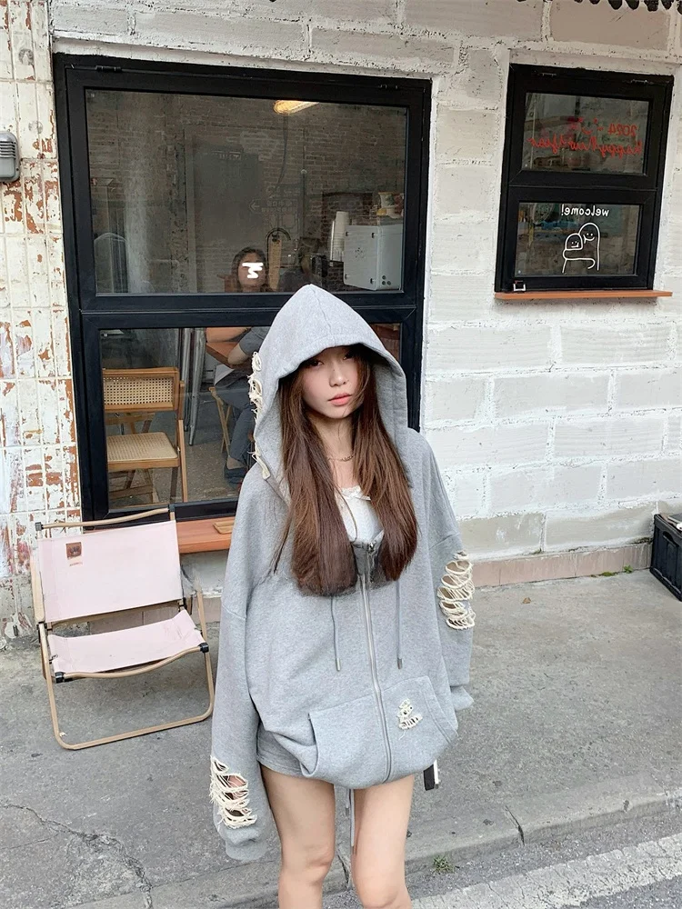 Nofat Spicy Girl Lazy Rebel Heavyweight Loose Cardigan Sweatshirt Set Women's Wrap Hip Skirt Two-Piece Set Casual Fashion image 4