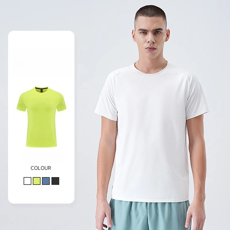 

Мужская быстросохнущая летняя футболка 2025 года — однотонная дышащая футболка с круглым вырезом и короткими рукавами для бега, пеших прогулок и городской повседневной одежды M-3XL