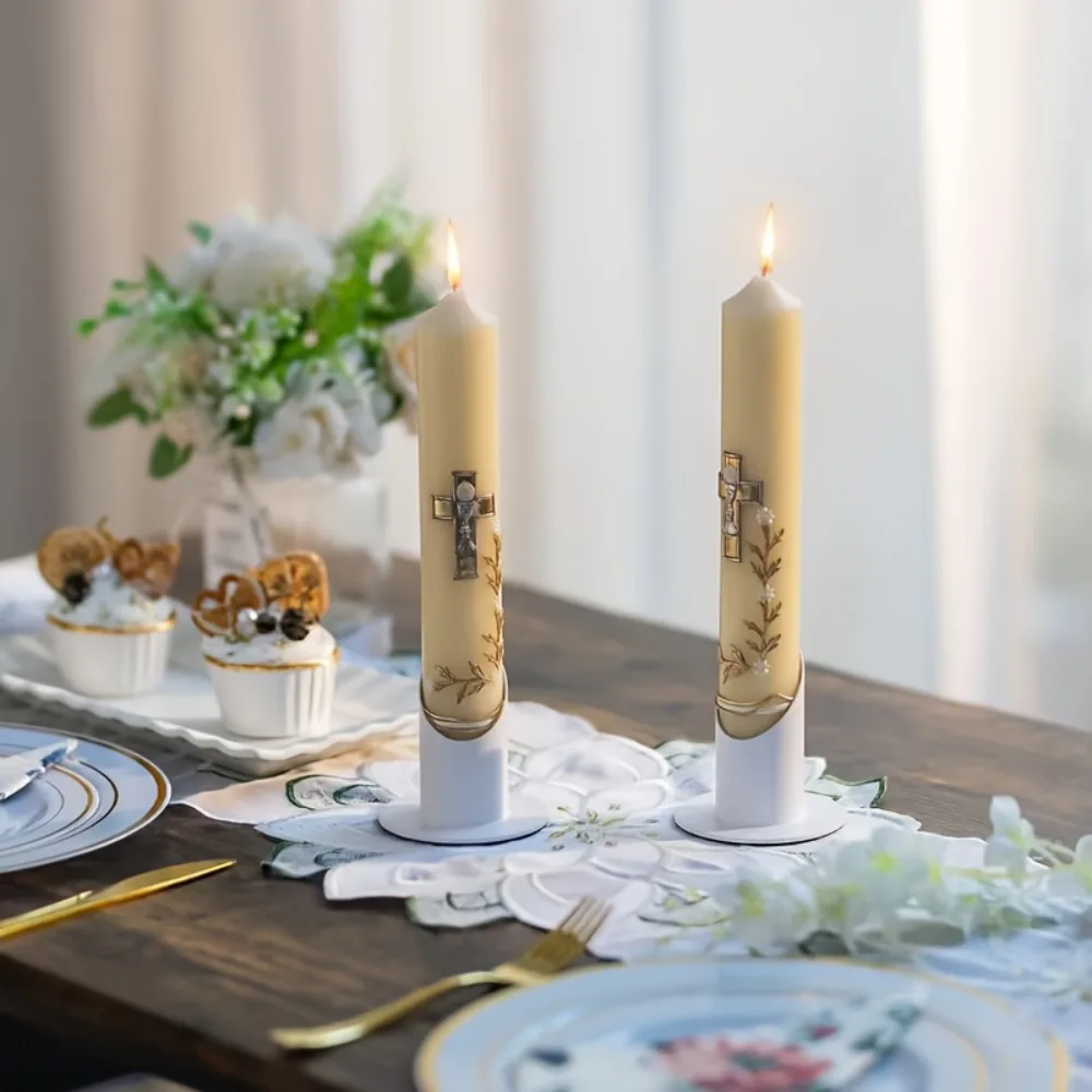 Communion Candle Holder Candle Decoration Candle Romantic Dinner Accessory Suitable for Baptism and Pillar Tabletop Decoration