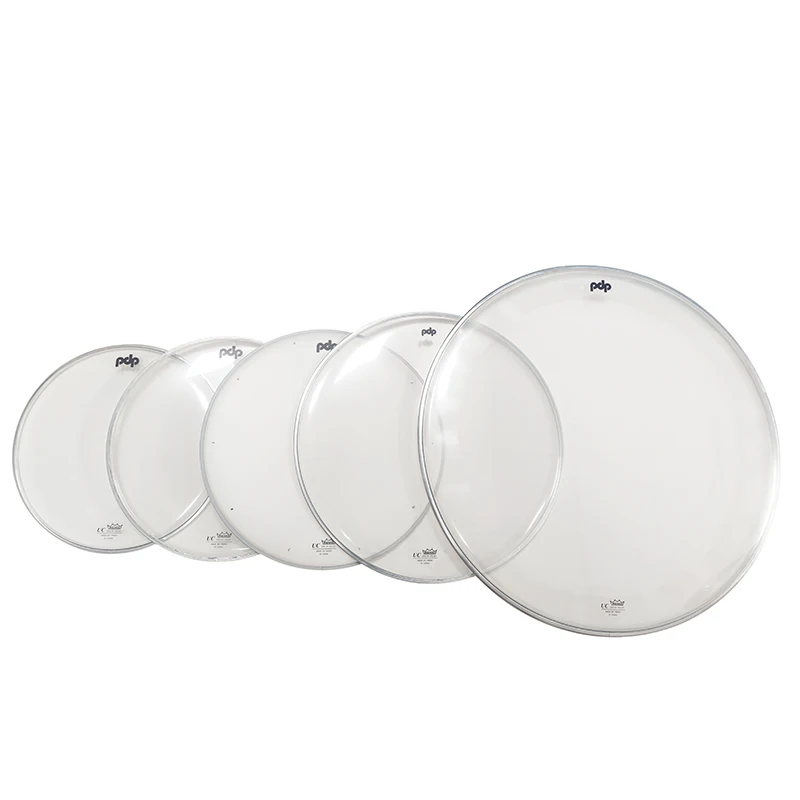 رؤوس الطبول الأصلية PDP بأحجام مختلفة من 0 إلى 22 بوصة شفافة ومتجمدة لطبول كمين ورا #4