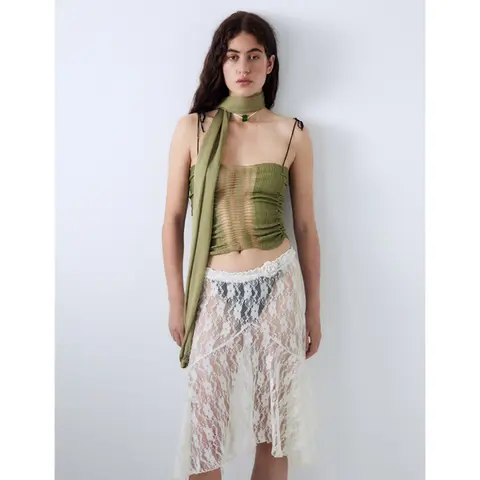 ज़िंगकिंग 2024 लेस स्कर्ट महिलाओं के लिए सफ़ेद पारदर्शी फ्लोरल लेस लो वेस्ट मिडी स्कर्ट y2k एस्थेटिक फेयरीकोर बीच स्कर्ट क्लबवियर 10 best sales मिडी स्कर्ट y2k - №8