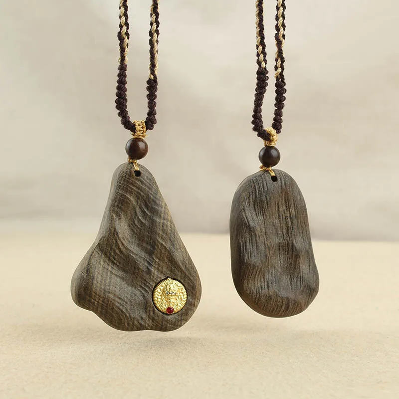 خشب الصندل غرق الكنز عشوائي المشهد سترة سلسلة الفن الرجعية الرجال النساء تنوعا قلادة طويلة مجوهرات تذكارية سياحية